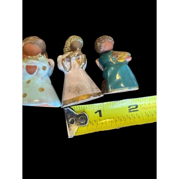 Vintage Pottery Figurine Folk Art,angels Musical Figurines 2” Lot - Picture 10 of 10